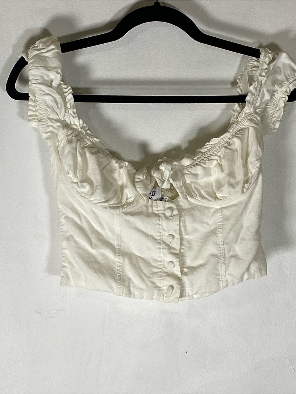 Princess Polly Cream Ruched Crop Top